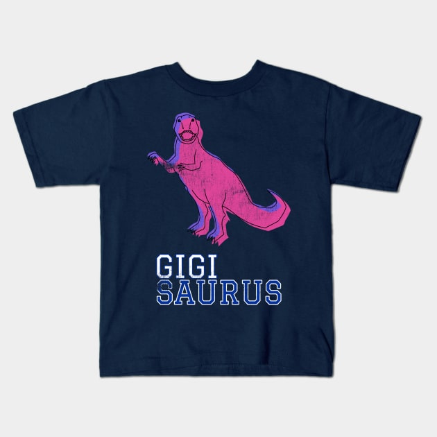 Gigi Saurus T Rex Pink Distressed Gift Idea Dinosaur Family Grandma Kids T-Shirt by joannejgg